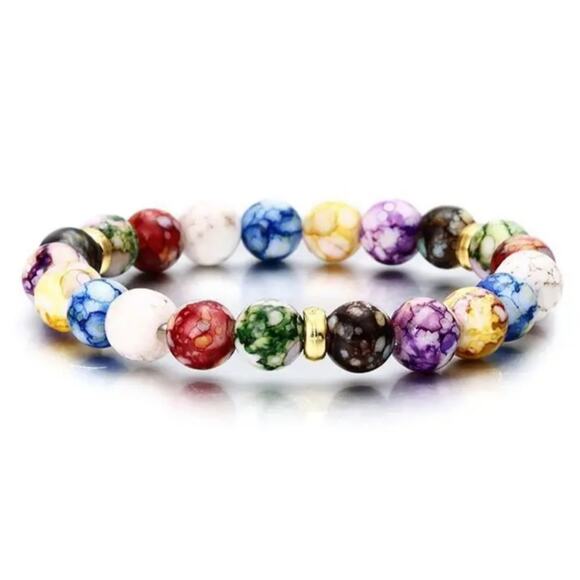 Volcanic Stone Colorful 7 Chakra Energy Bracelet - Picture 11 of 15